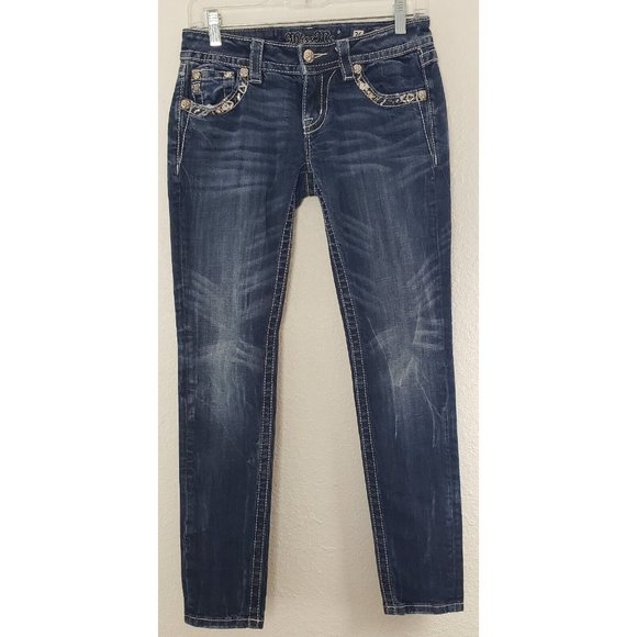 Miss Me Women's Signature Skinny  Jeans Blue Paisley Design Size 26 - Picture 4 of 8